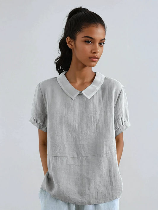 Dames Blouse | Katoen & Korte Mouwen
