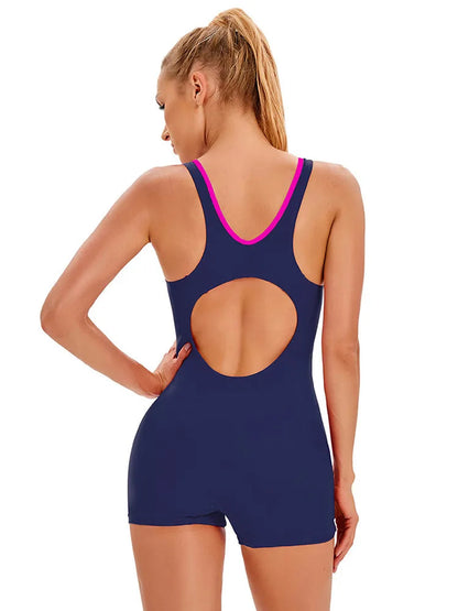 Dames Sportbadpak met Short – Atletisch Zwempak voor Actieve Vrouwen T-E