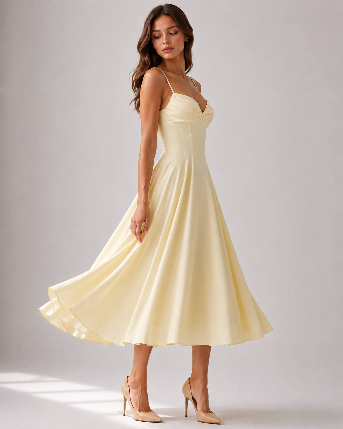 Zomerjurk Dames | Midi met Spaghettibandjes & A-Lijn Rok