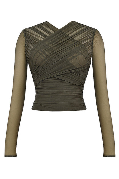 Elegante Mesh Top met Lange Mouwen