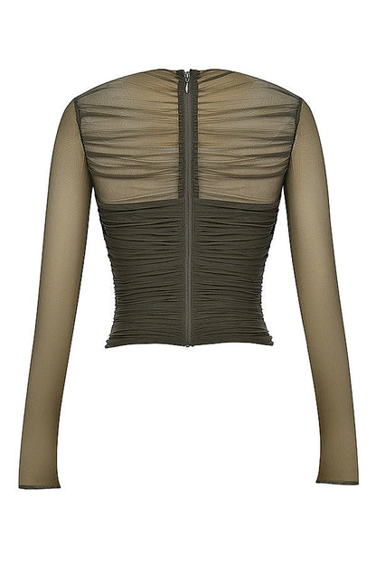 Elegante Mesh Top met Lange Mouwen