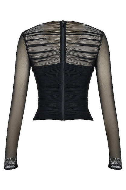 Elegante Mesh Top met Lange Mouwen