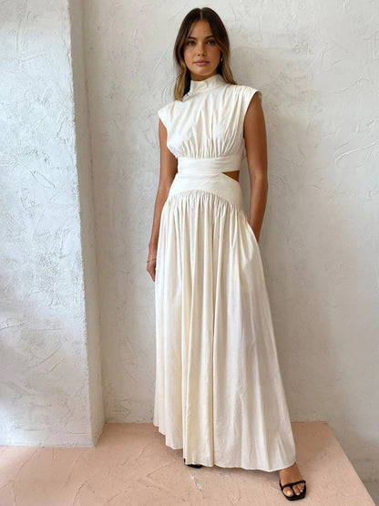 Elegante dames zomerjurk met cut-out taille – stijlvolle maxi jurk voor speciale gelegenheden