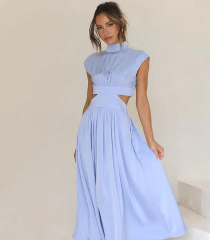 Elegante dames zomerjurk met cut-out taille – stijlvolle maxi jurk voor speciale gelegenheden