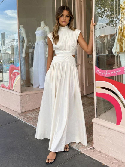 Elegante dames zomerjurk met cut-out taille – stijlvolle maxi jurk voor speciale gelegenheden