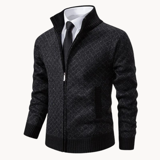 Lorenzo Vest Heren | Gebreid Jacquard & Ritssluiting