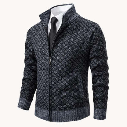 Lorenzo Vest Heren | Gebreid Jacquard & Ritssluiting
