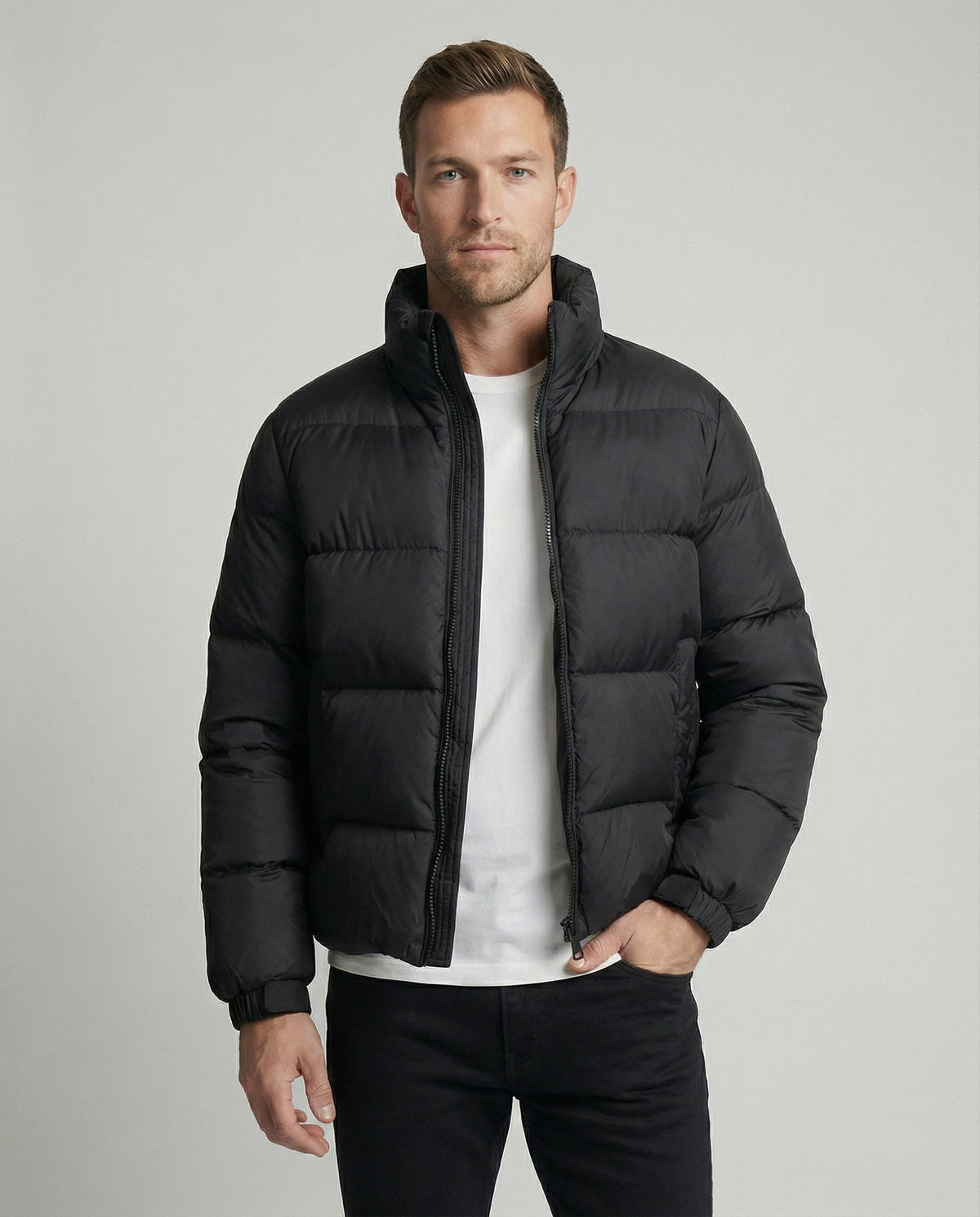 Heren Winterjas Puffer Jacket | Hoge Kraag & Ritssluiting