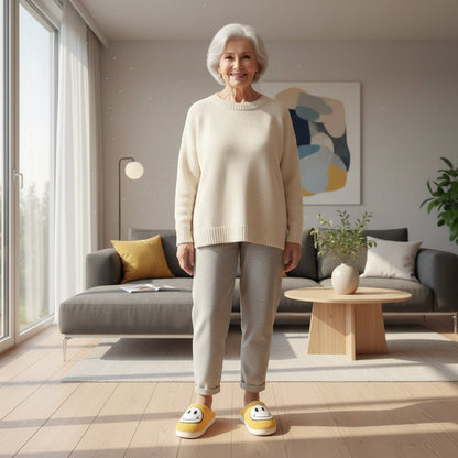 Slippers voor de winter | Geborduurde smiley
