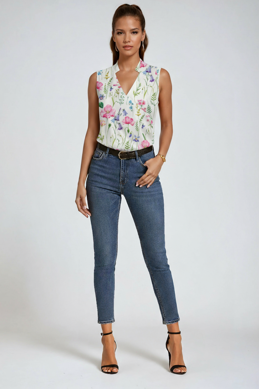 Lies Blouse Dames | Mouwloze Top & V-Hals