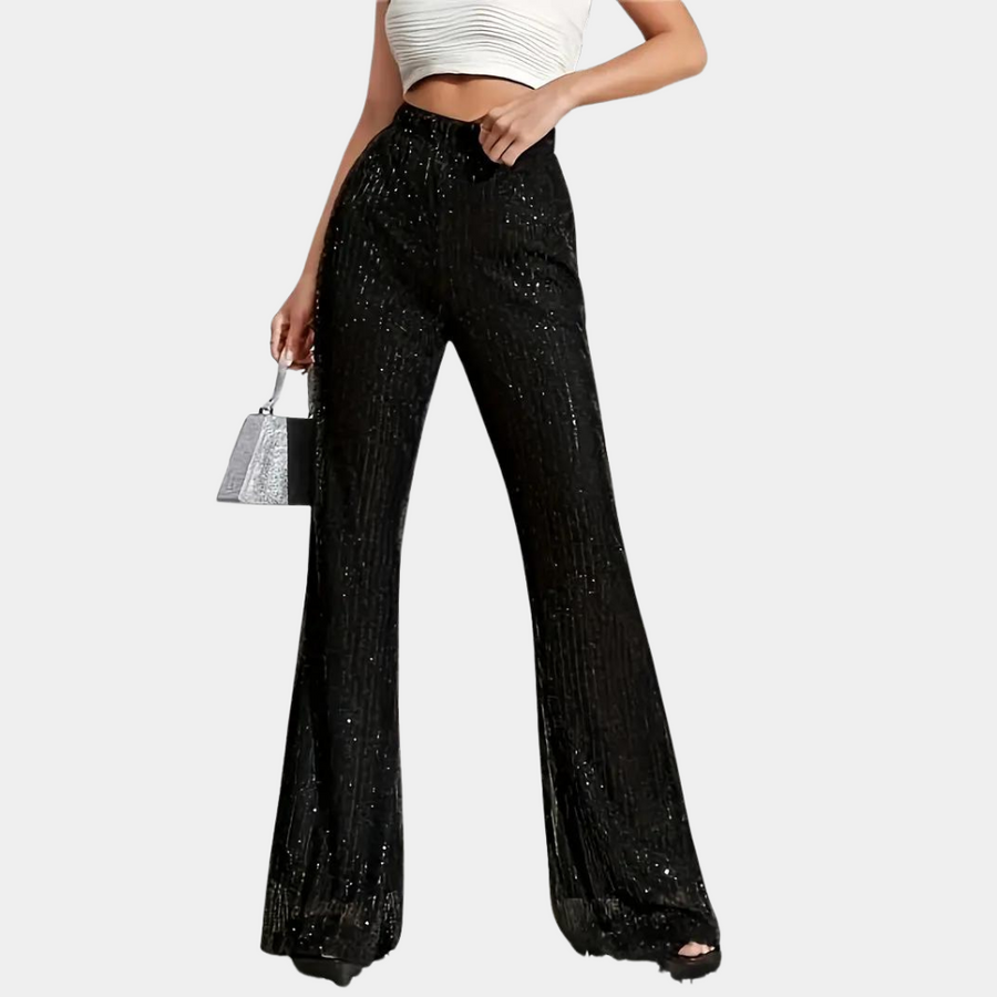 Luminelle - elegante uitlopende broek met pailletten