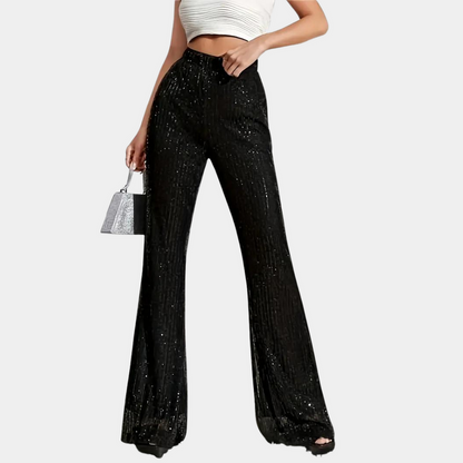 Luminelle - elegante uitlopende broek met pailletten