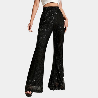 Luminelle - elegante uitlopende broek met pailletten