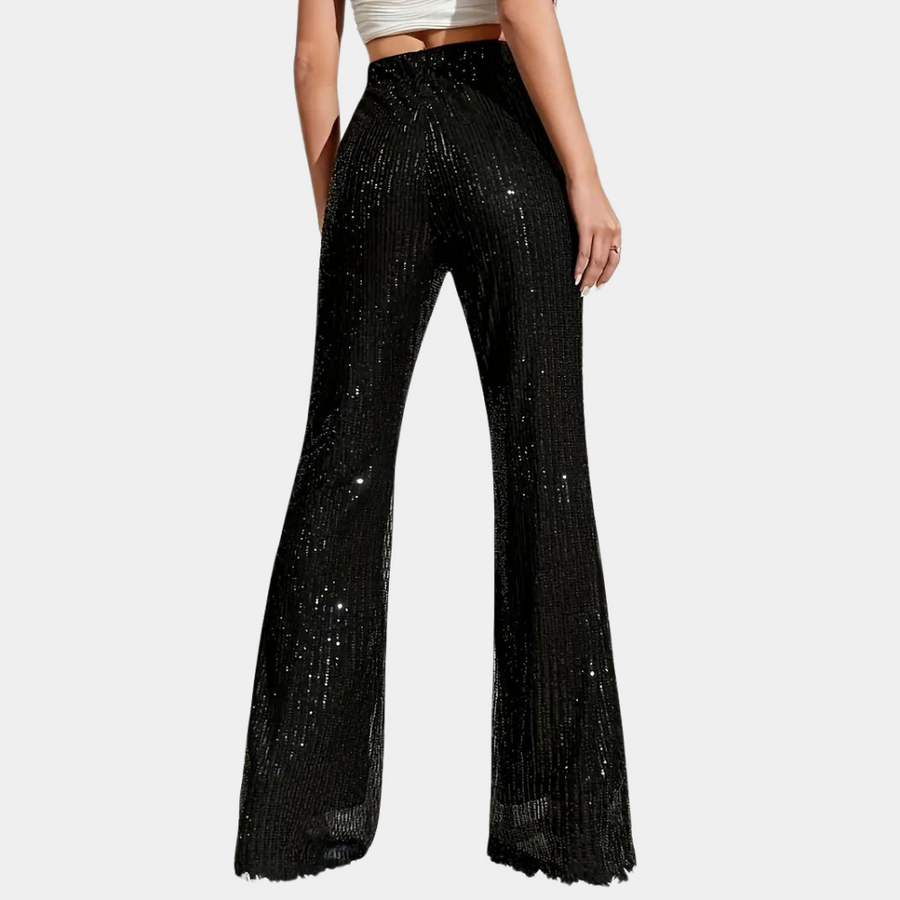 Luminelle - elegante uitlopende broek met pailletten