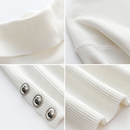 Elegante Dames Coltrui – Warme Oversized Trui met Knoopdetails