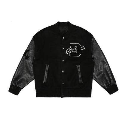 Zwarte Heren Varsity Jack – Sportieve Bomberjas met College Look