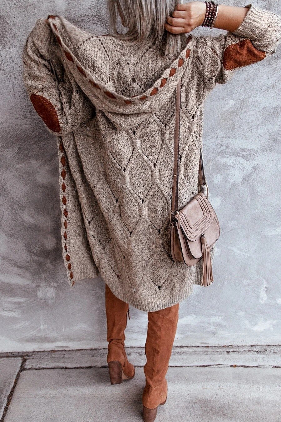 Bohemian Gebreide Cardigan – Warme Lange Damesvest met Unieke Details