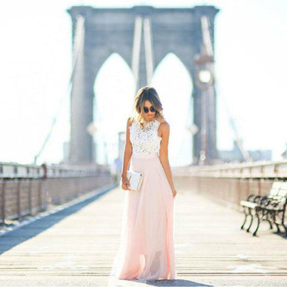 Kleid Hochzeitsgast Damen Maxi | Spitzenoberteil & Voluminöser Rock