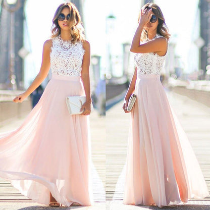 Kleid Hochzeitsgast Damen Maxi | Spitzenoberteil & Voluminöser Rock