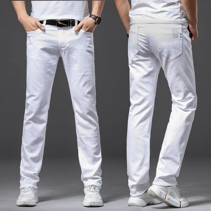 Witte Stretch Denim Broek – Stijl en Bewegingsvrijheid