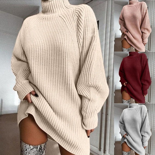 Oversized Gebreide Trui Jurk – Warme Coltrui met Losse Pasvorm