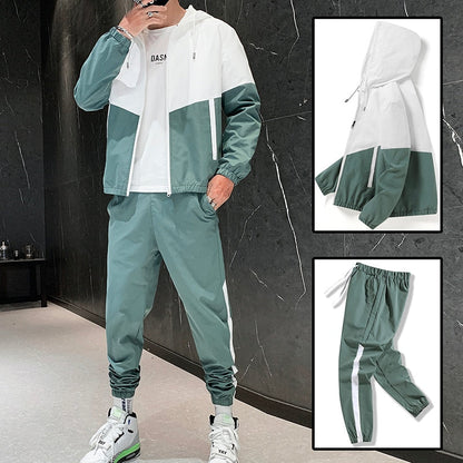 Heren Trainingspak – Sportieve Tweedelige Set met Windjack en Joggingbroek T-E