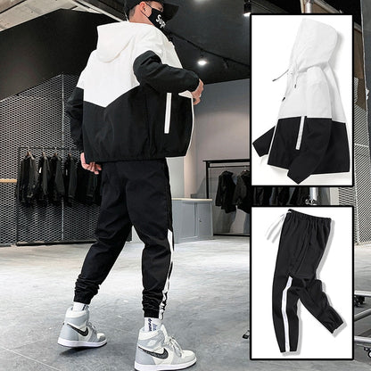 Heren Trainingspak – Sportieve Tweedelige Set met Windjack en Joggingbroek T-E