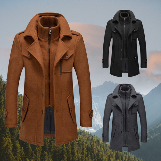 Heren Winterjas Lang | Met Colkraag en Knoopsluiting