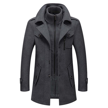 Heren Winterjas Lang | Met Colkraag en Knoopsluiting