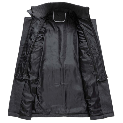 Heren Winterjas Lang | Met Colkraag en Knoopsluiting