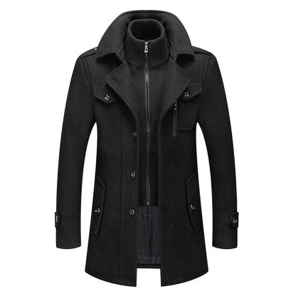 Heren Winterjas Lang | Met Colkraag en Knoopsluiting