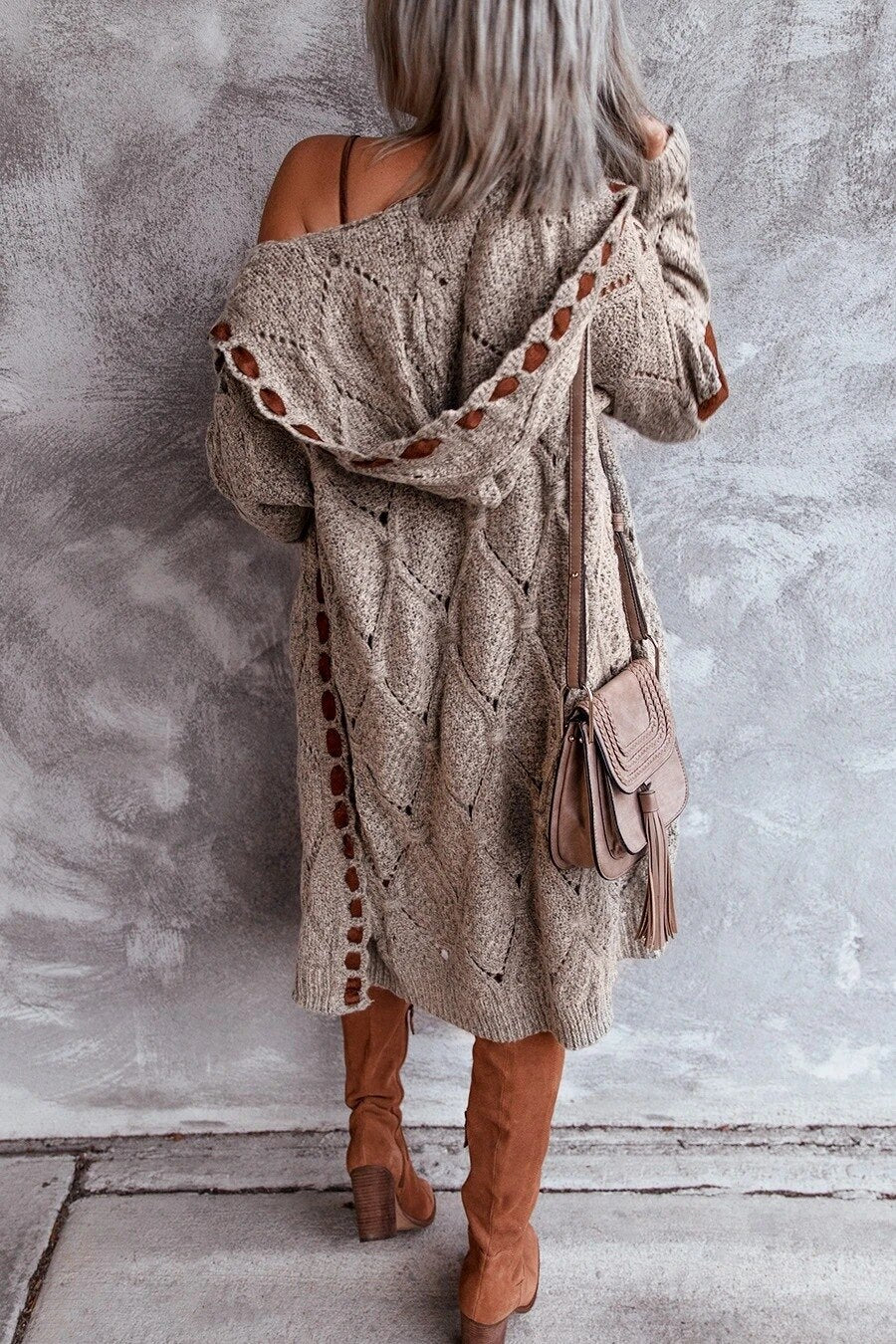 Bohemian Gebreide Cardigan – Warme Lange Damesvest met Unieke Details