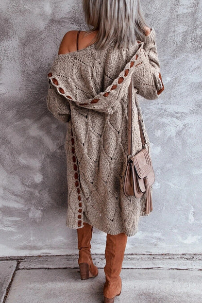 Bohemian Gebreide Cardigan – Warme Lange Damesvest met Unieke Details