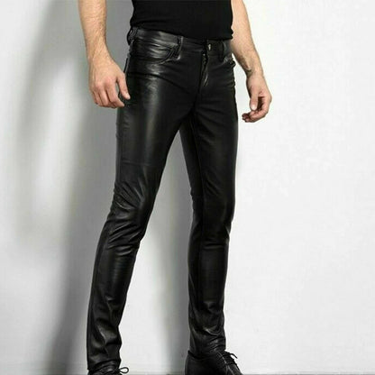 Holger - Zwarte imitatie leren broek voor heren