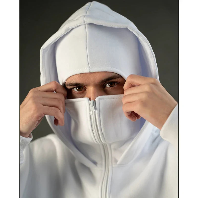 Hoodie met geïntegreerd gezichtsmasker voor heren, ademend en comfortabel, ideaal voor streetwear en outdoor gebruik