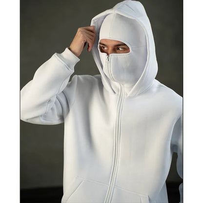 Hoodie met geïntegreerd gezichtsmasker voor heren, ademend en comfortabel, ideaal voor streetwear en outdoor gebruik