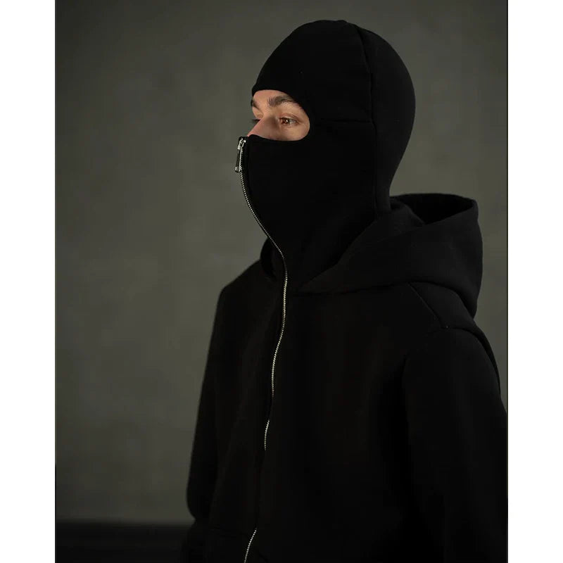 Hoodie met geïntegreerd gezichtsmasker voor heren, ademend en comfortabel, ideaal voor streetwear en outdoor gebruik