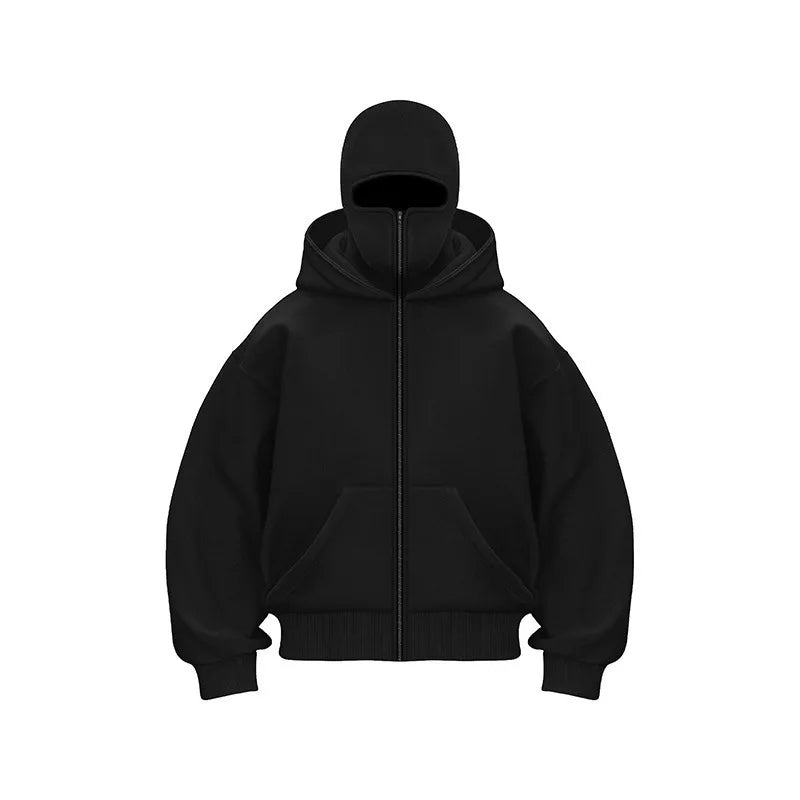 Hoodie met geïntegreerd gezichtsmasker voor heren, ademend en comfortabel, ideaal voor streetwear en outdoor gebruik