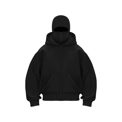 Hoodie met geïntegreerd gezichtsmasker voor heren, ademend en comfortabel, ideaal voor streetwear en outdoor gebruik