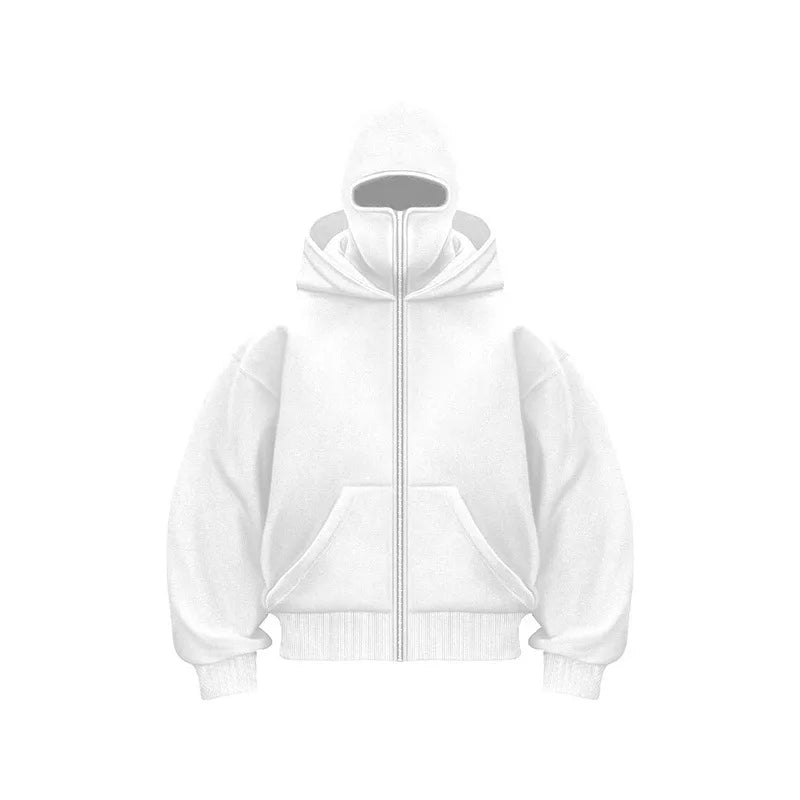 Hoodie met geïntegreerd gezichtsmasker voor heren, ademend en comfortabel, ideaal voor streetwear en outdoor gebruik