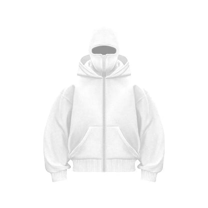 Hoodie met geïntegreerd gezichtsmasker voor heren, ademend en comfortabel, ideaal voor streetwear en outdoor gebruik