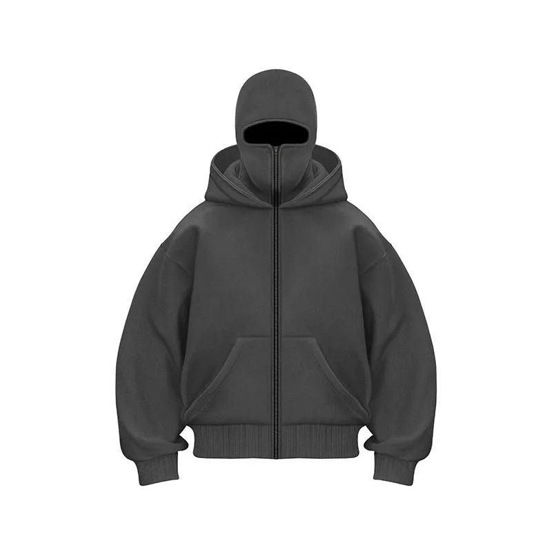 Hoodie met geïntegreerd gezichtsmasker voor heren, ademend en comfortabel, ideaal voor streetwear en outdoor gebruik