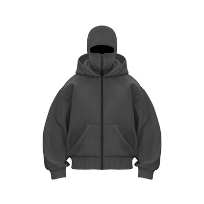 Hoodie met geïntegreerd gezichtsmasker voor heren, ademend en comfortabel, ideaal voor streetwear en outdoor gebruik