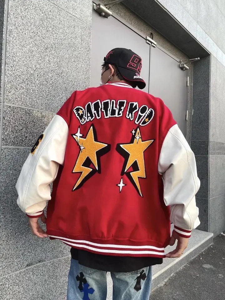 Rood Heren Varsity Jack – Sportieve Bomberjas met College Look