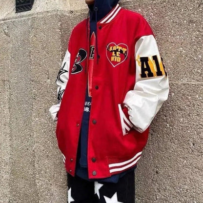Rood Heren Varsity Jack – Sportieve Bomberjas met College Look