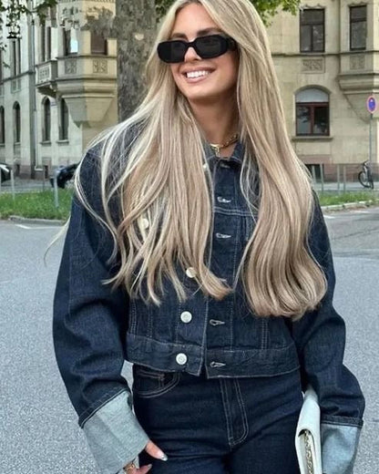 Voorjaar dames denim set – Comfortabele en stijlvolle jeans met cropped spijkerjack