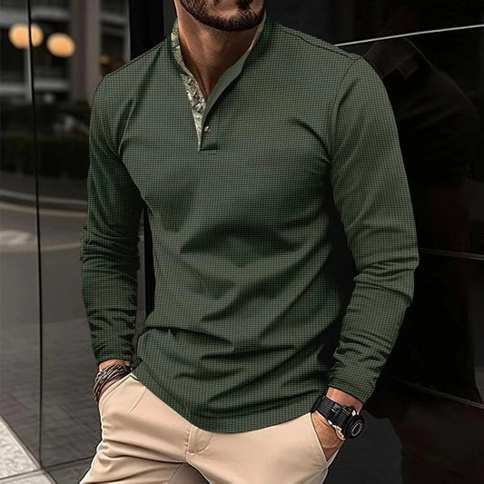 Jeff - Stijlvolle longsleeve polo met gekleurde boord kraag voor mannen