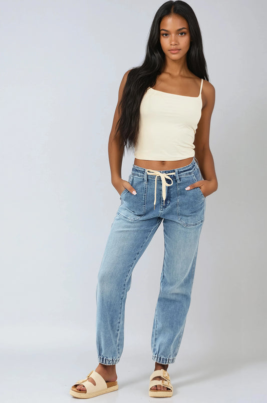 Noelle Blauwe Jeans Dames | Jogger met Trekkoord
