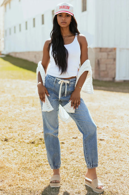 Noelle Blauwe Jeans Dames | Jogger met Trekkoord
