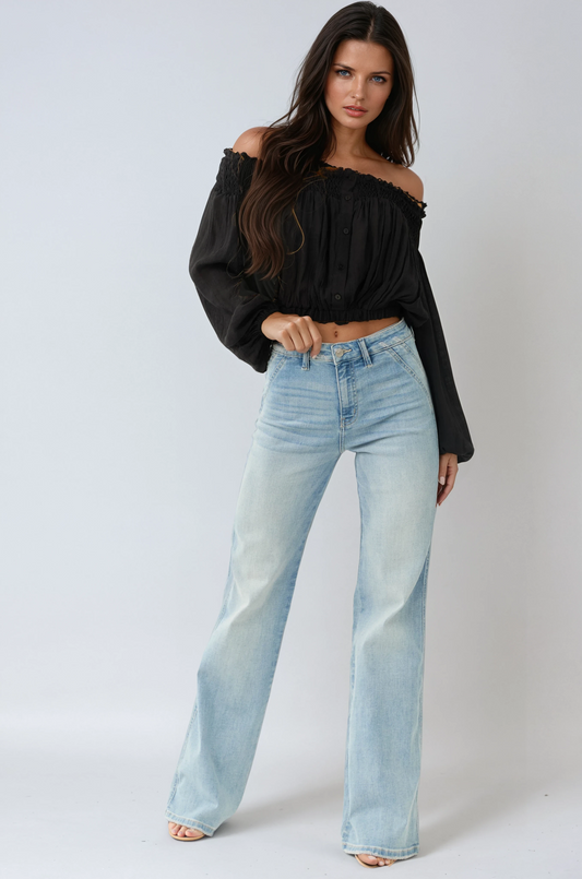 Elara Flared Jeans Dames | Lichtblauw